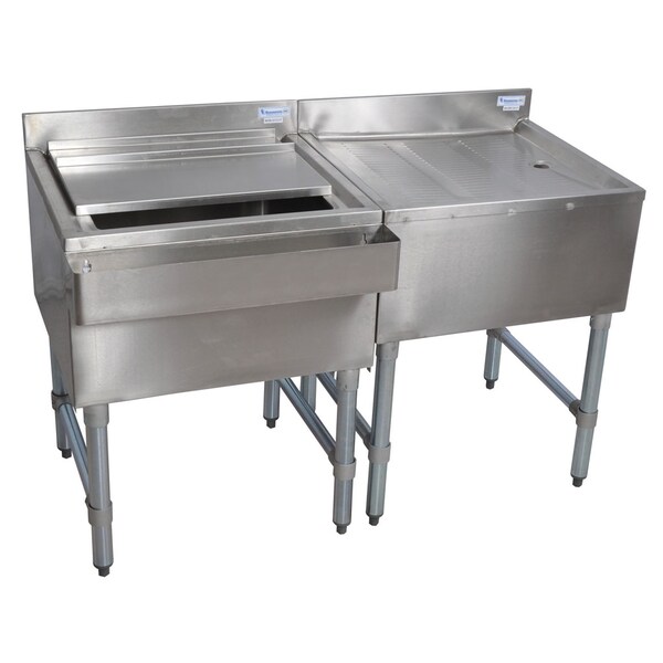 Bk Resources Stainless Steel 96" Under Bar Ice Bin w/Drain Board